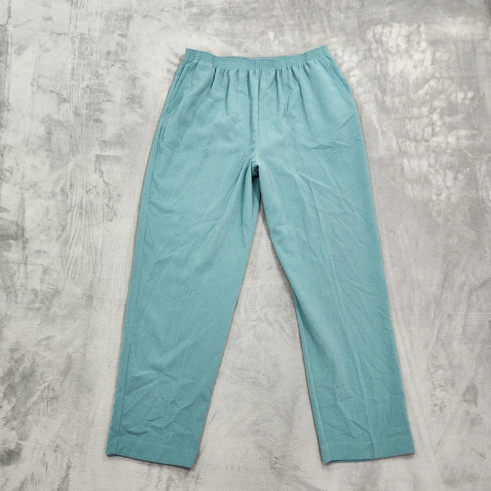 Vintage Alfred Dunner Pants Womens 18 Blue Crepe‎ Pull On Elastic Waist Pockets